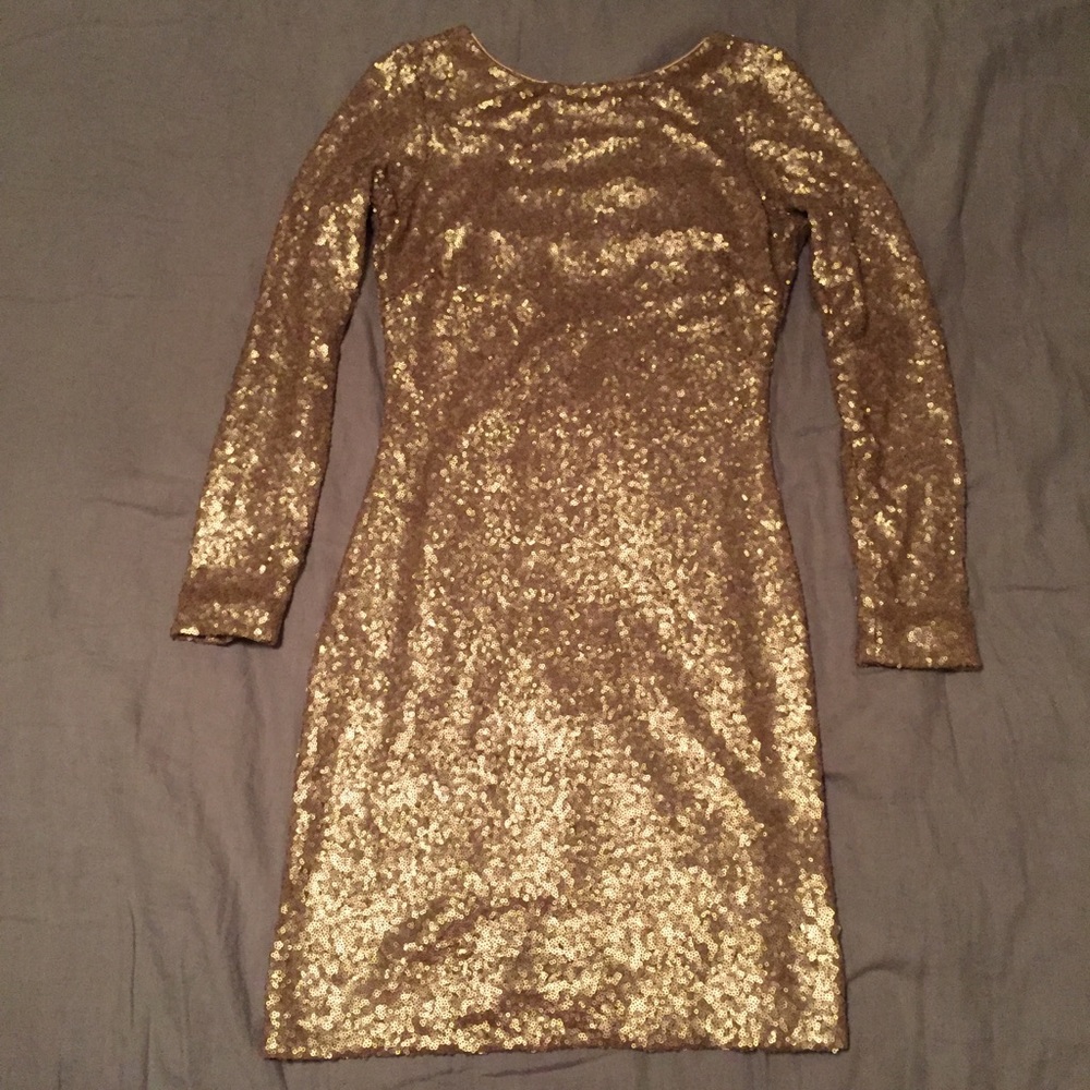 Dress the Population gold sequin dress
